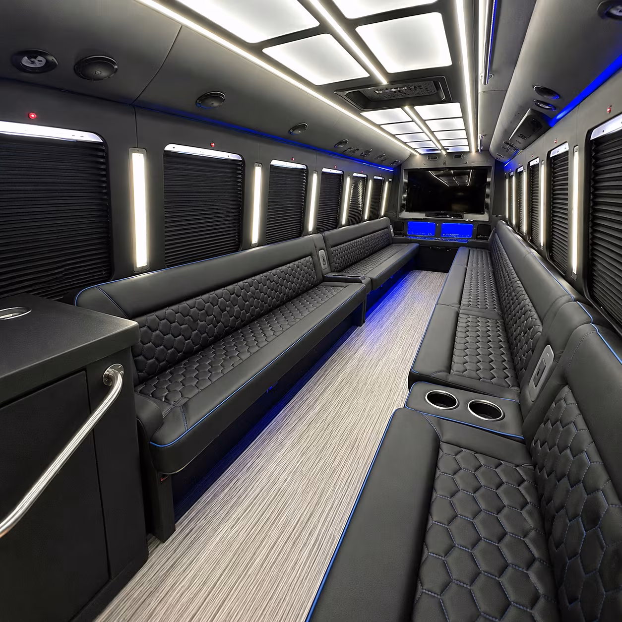 Columbia Birthday, Sweet 16, & Quinceañera Transportation party bus interior