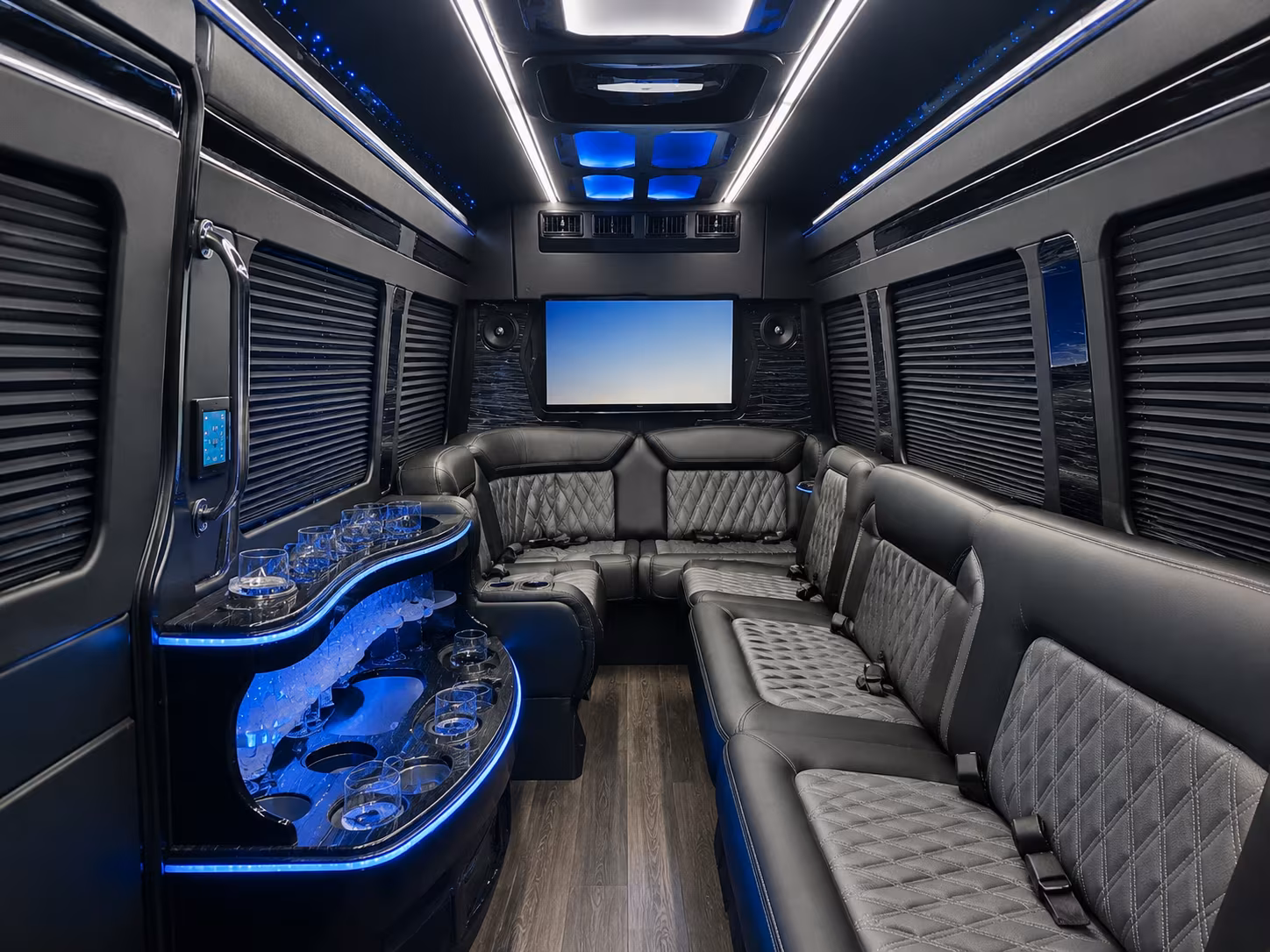 Columbia School Event Transportation party bus exterior