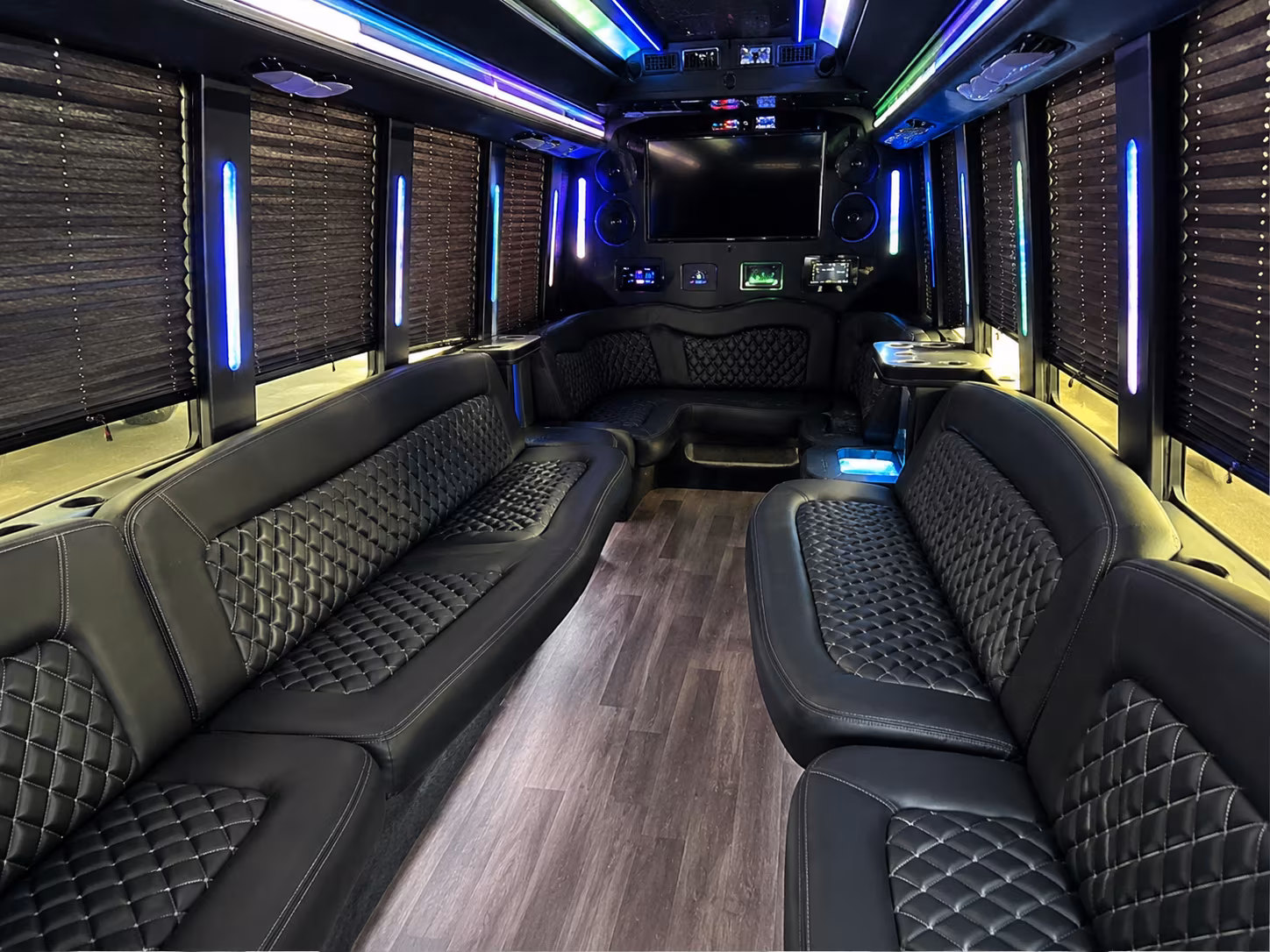 Interior of a party bus rental serving Columbia