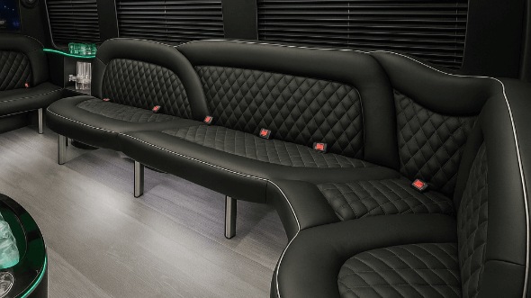 Interior of Charter Bus Company Florence's 14 Passenger Sprinter Limousine in Florence