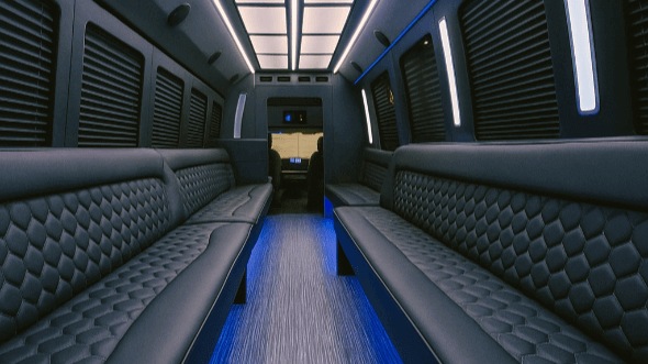 Interior of Charter Bus Company Charleston's 20 Passenger Party Bus in Charleston