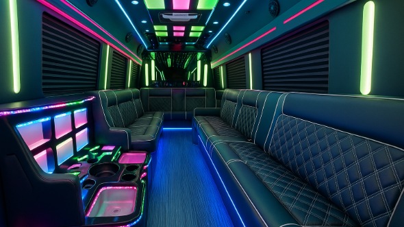 Interior of Charter Bus Company Rock Hill's 25 Passenger Party Bus in Rock Hill