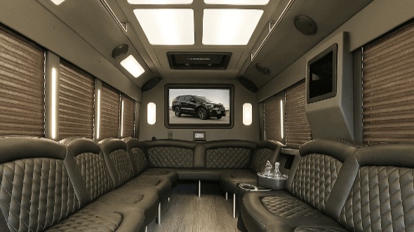 Interior of Charter Bus Company Spartanburg's 28 Passenger Party Bus in Spartanburg