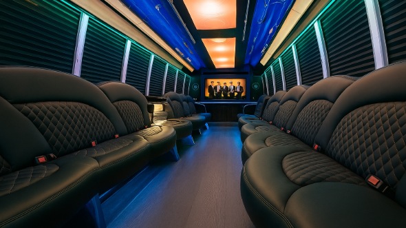 Interior of Charter Bus Company Greenville's 30 Passenger Party Bus in Greenville