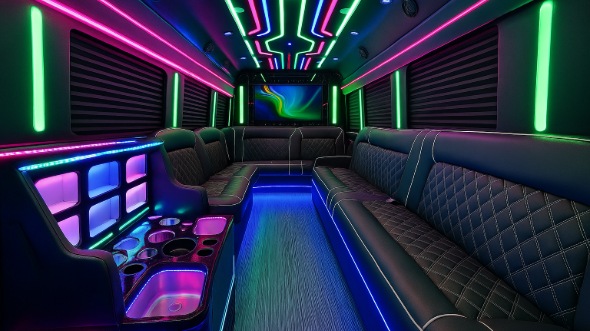 Interior of Charter Bus Company Rock Hill's 40 Passenger Party Bus in Rock Hill