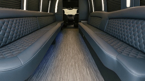 Interior of Charter Bus Company Rock Hill's 50 Passenger Party Bus in Rock Hill