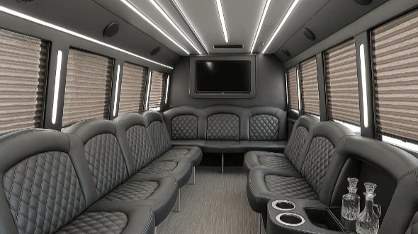 columbia 20 passenger party bus interior