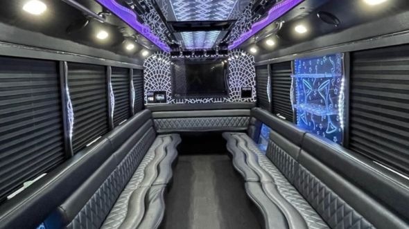 columbia 50 passenger party bus inside